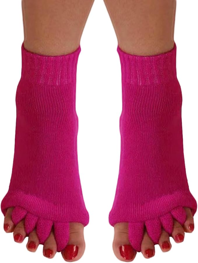 Women Toe Separator Socks Toeless Foot Alignment Socks for Yoga GYM Massage Pain Relief Improves Circulation Stretchy