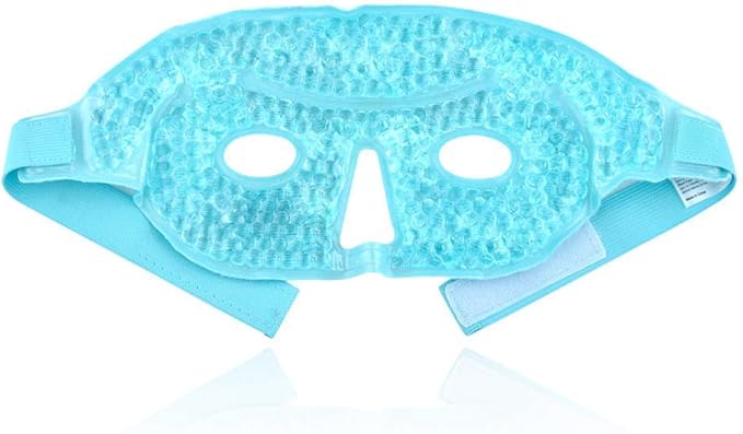 Ice Face/Eye Mask for Woman Man, Heated Warm Cooling Reusable Gel Beads ice Mask with Soft Plush Backing,Hot Cold Therapy for Facial Pain,Sleeping,Swelling,Migraines, Headaches,Stress Relief[Blue]