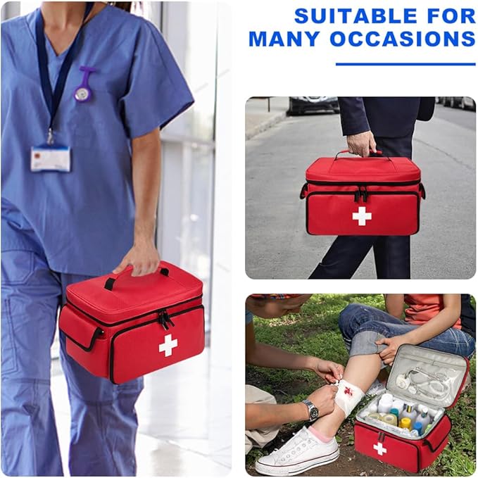 First Aid Bag Empty - Portable Medical Organizer Kit for Supplies, Travel, Home, Car & Outdoor Camping Hiking, School, Office Emergency Preparedness, Bag Organizing First Aid Supplies