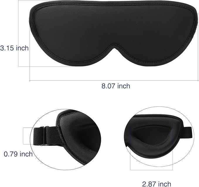 ALASKA BEAR Stylish Sleep Masks for Small Face, 3 Pack Stitched Eye Masks with Contoured Cups, 100% Blackout Cover, Cool and Soft Concave Padding, Machine Washable(Black)