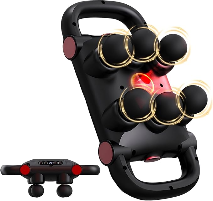 6-Head Massage Gun Set, Deep Tissue Percussion Massager with 5 Modes & 20 Intensities, Quiet Handheld Muscle Massager for Back, Shoulders, Legs & Feet, for Home, Office, Gym & Travel,