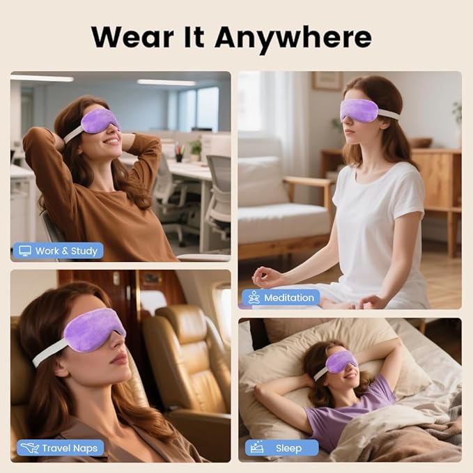 Microwave Heated Eye Mask, Steam Warm Compress for Dry Eyes, Work with Relieve, Blepharitis & Stye Treatment (Purple) - 2 Pack
