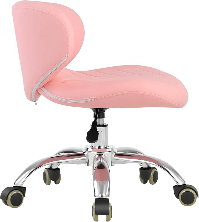 Pedicure Stool Hydraulic Height Adjustable with Back Support for Nail Salon Manicure Tech Pedicure Spa (Pink)