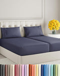 Split King Size 5 Piece Sheet Set - Extra Soft, Breathable, & Cooling Sheets - Hotel Luxury Bed Sheets for Women And Men - Deep Pockets, Easy-Fit & Wrinkle-Free - Deep Slate Blue Oeko-Tex Bed Sheets