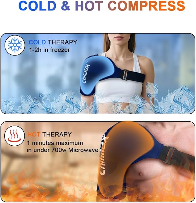 Shoulder Ice Pack Wrap, Reusable Hot and Cold Therapy Compression Wrap for Rotator Cuff, Arm, and Shoulder Periarthritis Pain Relief, Fatigue Reduction,Post-Surgical Rehabilitation
