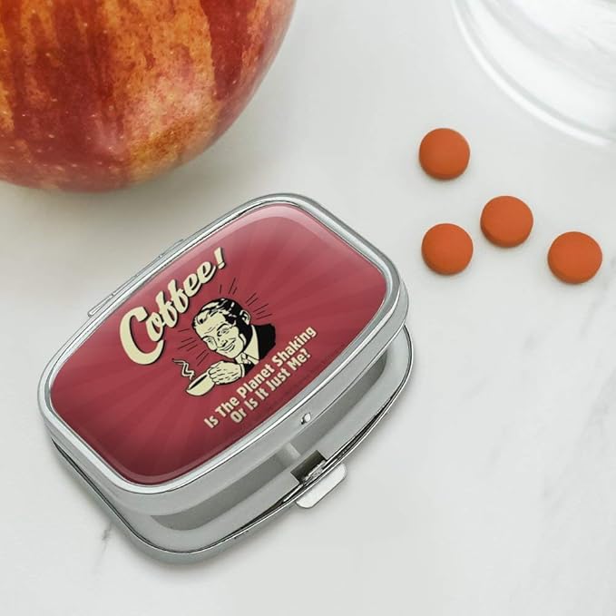 Coffee is The Planet Shaking or Just Me Funny Humor Rectangle Pill Case Trinket Gift Box