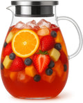 2.5L Extra Large Glass Pitcher Water Jug with Lid – Ideal for Lemonade, Iced Tea, or Fruit Punch, Perfect for BBQ, Picnic, and Family Gathering