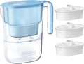 Waterdrop Water Filter Pitcher with 3 Filters, 5X Times Lifetime, Lasts 600 Gallon Long-Life, for Fridge, Countertop and Gift, Reduces PFOA/PFOS, Chlorine, 7-Cup Capacity, Elfin, Blue