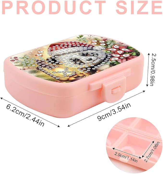C'eitura 2pcs DIY Panda & Owl Diamond Art Painting Pink Pill Organizer with 6 Lid Detachable Compartments, Fun DIY Craft Project for Adults, Elegant Pill Case for Purse & Travel