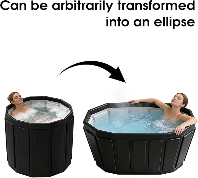 Portable Bathtub for Adult, Foldable Soaking Bathtub for Hot SPA&Ice Bath, Foldable Small Bathtub collapsible bathtub for Bathing, 6-layer Insulated portable tub,Space-Saving (black 25.9X41.3 IN)