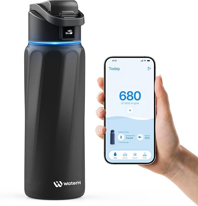 BOOST Smart Water Bottle with Reminder & Tracker, Double Wall Vacuum Insulated Bottles Stainless Steel, 32oz BPA-Free Wide Mouth for School, Gym, Office, Ideal for Mother's Day