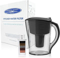 Crystal Quest Water Filter Pitcher - 12-Cup Capacity, Includes 1 Long-Life Filter, BPA Free, Meets NSF Standard 42 - Filters up to 2,000 Gallons – Alkalizing/Black