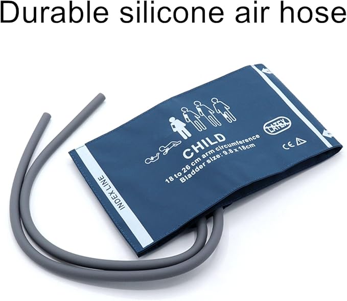 Universal NIBP Cuff with BP12 Connector for Child, 18-26 cm Reusable Dual Tube PU Replacement BP Cuff with Inner Airbag for Blood Pressure Monitor Machine