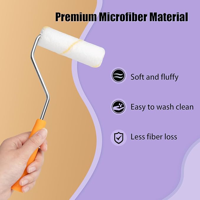 Mister Rui Paint Roller Covers, 10 Pieces, 4 Inch Paint Roller 9mm Nap, Microfiber Paint Rollers for Painting Walls, Cabinets, Trim, Use with All Paints and Stains