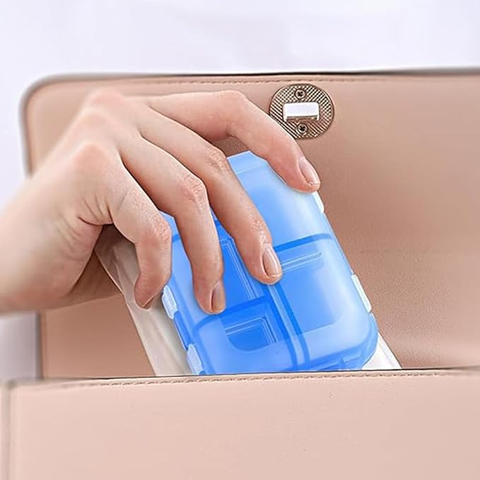 INVODA 7-Day Pill Organizer with Medicine Labels Travel Pill Case Compact, Portable Medication Organizer for Daily Use (3.7 x 2.4 x 1.18 Inches)