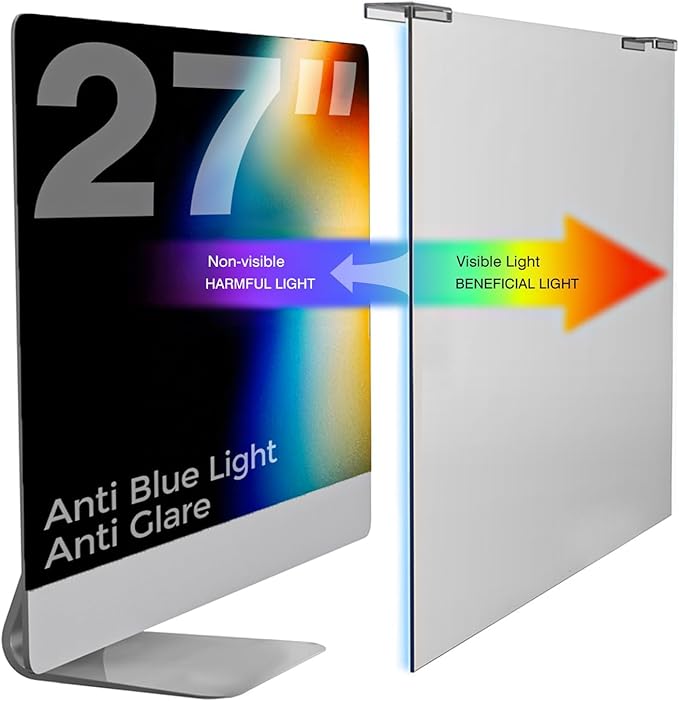 Anti Blue Light & Anti Glare Screen Protector,27-28 Inch Monitor Screen Protector for Eyes Strain,Hanging Computer Screen Blue Light Blocker for LCD TV PC Monitors(2 Pack: 27"-28" Diagonal)
