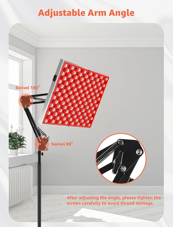 Red Light Therapy for Face, Infrared Light Therapy Lamp with Adjustable Stand, 225 LEDs, 660nm Deep Red and 850nm Near Infrared Panel Device at Home for Skin Vitality, Pain Relief, Full Body