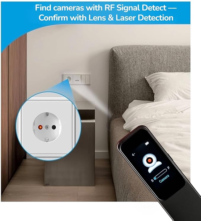 Hidden Camera Detectors – 2026 – Al Powered 7-Mode Touchscreen RF Detector, GPS Tracker Detector & Spy Camera Finder for Hotel, Home, and Car Security