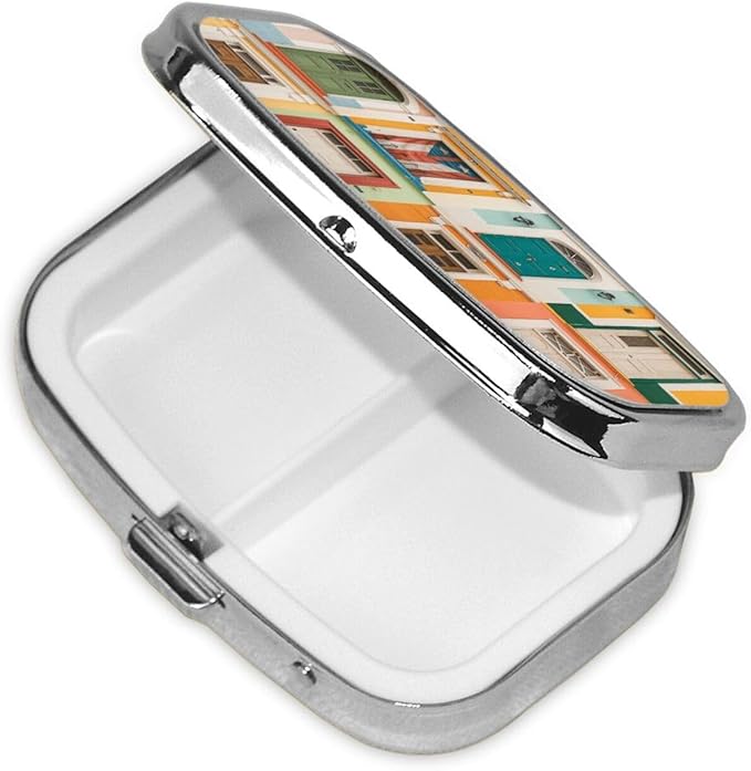 Different Kinds of Doors & Puerto Rico Pill Box with Mirror 2 Compartments Square Pill Organizer for Pocket