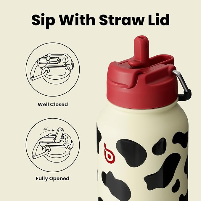 BOTTLE BOTTLE 32oz Insulated Water Bottle Stainless Steel Sport Water Bottle with Straw Dual-use Lid Design for Gym with Pill Box