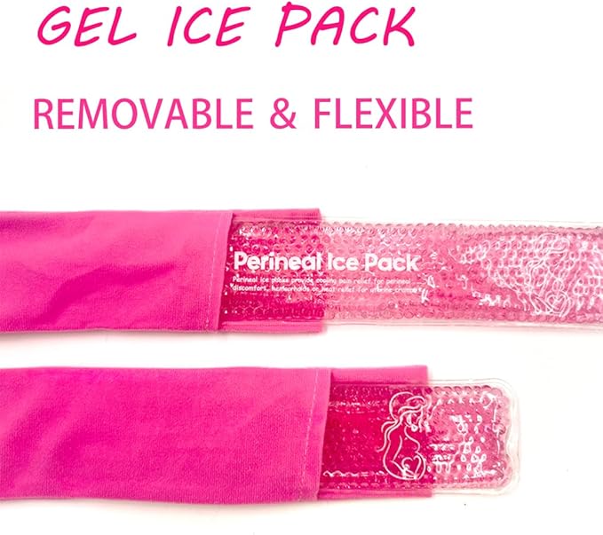 Reusable Perineal Ice Packs for Postpartum & Hemorrhoid Pain Relief, hot & Cold Pack for Women After Pregnancy, 2 Ice Pack and 3 Cover. (New Pink)