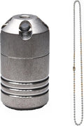 Titanium PEI Pill Container with Keychain & Necklace,Waterproof Pill Box, EDC Portable Pill Container for Portable Mini Size Pill Box Case for Outdoor Travel Camping (Ti-Cylinder)
