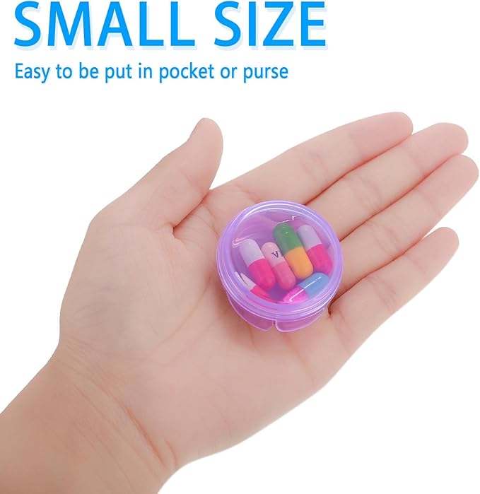 Patelai 6 Packs Small Pill Organizer Box, Travel Pill Container Portable Daily Mini Medicine Case Holder for Pocket Purse Briefcase Cod Liver Oil Jewelry Beads Earplug Storage Box(Black, Purple, Blue)