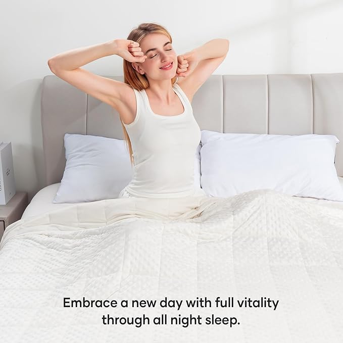 Wemore Minky Dot Weighted Blanket for Adults King Size 25 lbs, Soft Cozy Heavy Blanket for Bed and Couch, Breathable Blanket for All-Season with Glass Beads, White 80 x 87 inches