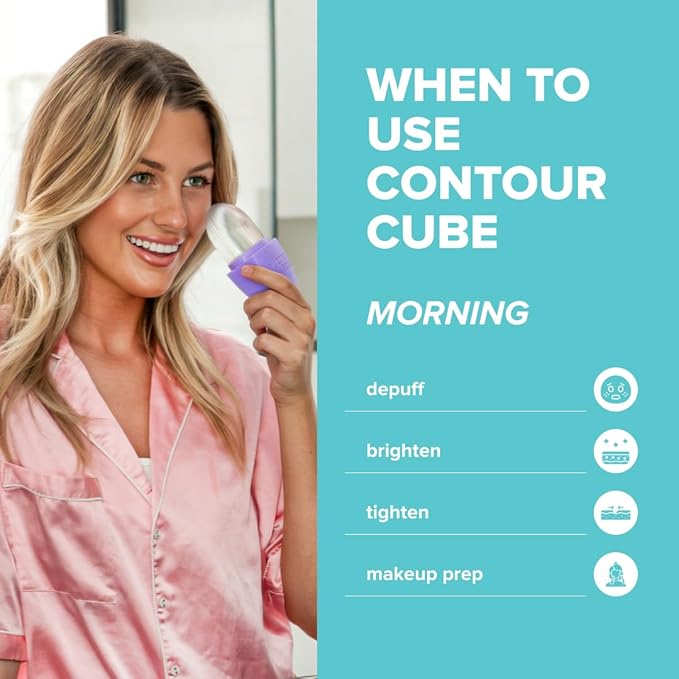 Contour Cube Original - Ice Roller for Sculpting & De-Puffing - Face Ice Roller & Massager with BPA-Free Silicone - Ice Mold for Face - Skin Care Tools for Daily Skincare (180ml) - Violet