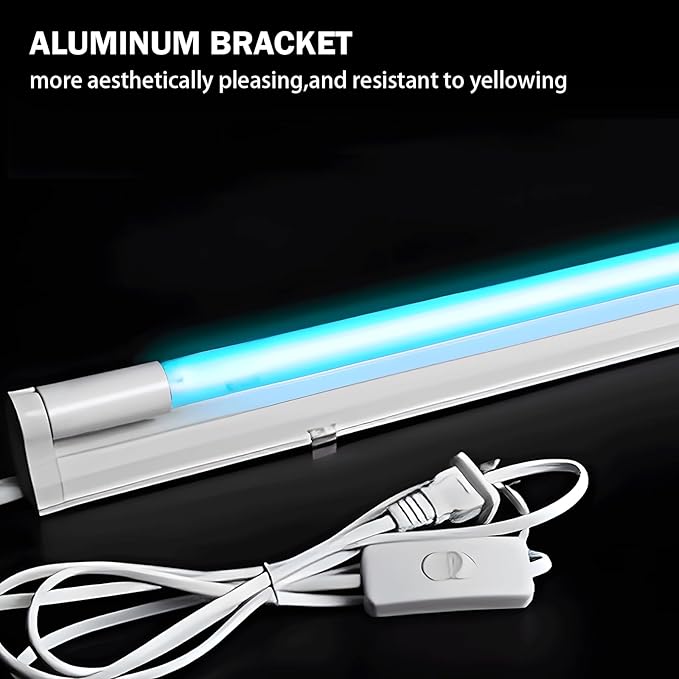 Coospider 2Pack 6W UV Light with Ozone,185nm Sanitizer Lamp with Cord and Plug, UVC Lamp for Shoes/Closet/Cabinet/Bathroom 110V CTUV-6