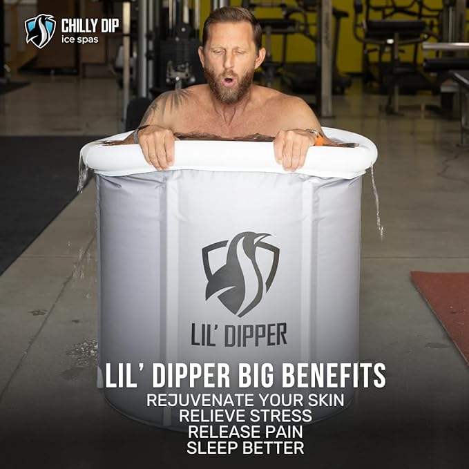 Lil’ Dipper Ice Bath Tub for Athletes, Portable Cold Plunge Tub with Insulated Lid, Compact Lightweight Ice Bath for Recovery, Home Gym & Outdoor Cold Therapy, Chiller Ready