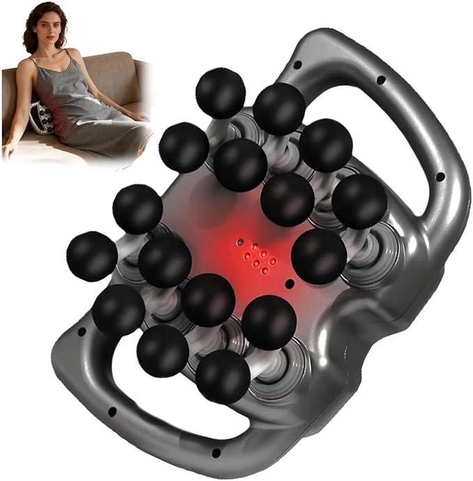16-Drive 8-Head Massage Gun Set, Deep Tissue Percussion Massager with 16 Massages Heads, Red Light Therapy, Quiet Muscle Massage Gun for Back, Shoulders, Legs, Foot, Body Muscle Pain Relief (16-Head)