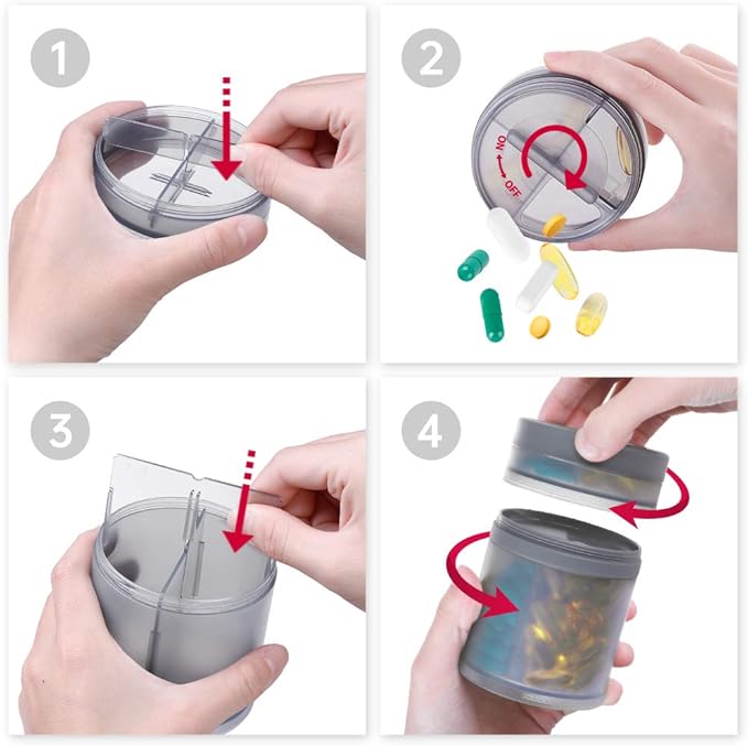 Extra Large Supplement Organizer and Portable Pill Case with 8 Compartments Double Layers Medicine Dispenser Monthly Vitamins Organizers Pill Bottle, Gray