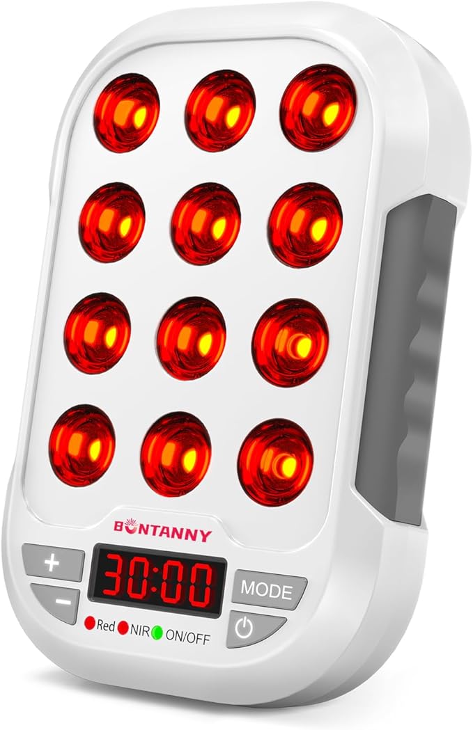 Portable Red Light Therapy, 660/850/1060nm 3 Wavelengths Mini Handheld Red Near Infrared Light Device, 12 Triple Chip Clinical Grade LEDs, Rechargeable, Travel Case, Timer, for Body, BO-60