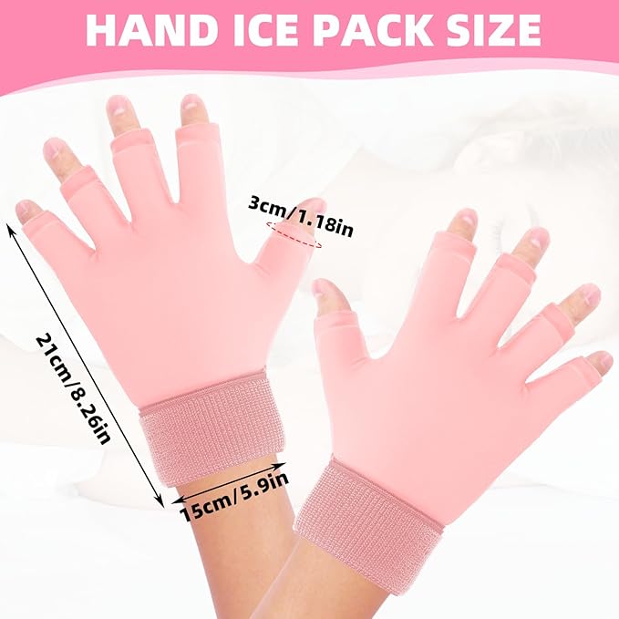 Finger Arthritis Compression Hand Ice Pack Gloves for Pain Relief, Adjustable Pink Wrist Ice Pack for Hot Cold Therapies, Reusable Gel Finger Ice Gloves Sleeve for Tendinitis, Carpal Tunnel
