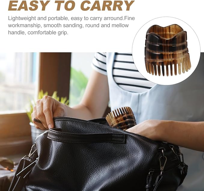 Massage Tool Hair Scalp Massager Natural Bull Horn Detangling Brush Fine Teeth Massager Exfoliating Shampoo Brush Scalp Scrub Shower Scratcher Comb Scalp Massage Comb
