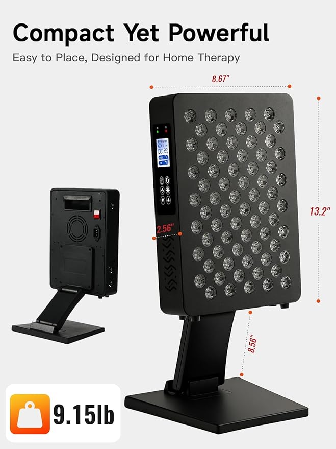 Red Light Therapy – 6 Wavelengths (600-850nm) Full Body Red Light Therapy, Touch Control & HD Display, 70 LEDs Ideal for Body, Face, Pain Relief, Anti-Aging & Recovery, 350W Black