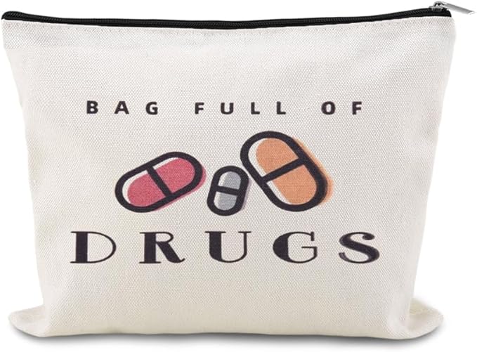 Funny Medicine Travel Bag Pill Pouches for Women Patients Medication Organizer Storage Bag Pharmacist Nurse Doctor Med Pouch Practitioner Dental Assistant Gifts Makeup Cosmetic Bags Med Toiletry Pouch