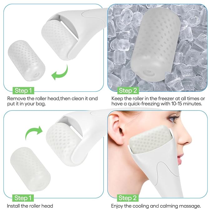 Ice Roller for Face,Eyes,Facial Massager Tool,Soothing Skin Care Tool,Cooling Skincare Device for Puffiness,At-Home Spa Gift for Women(White)