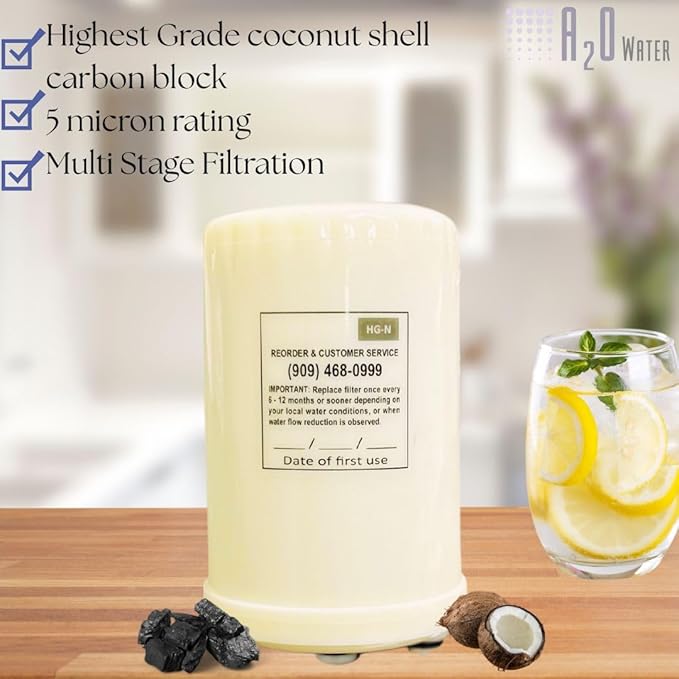 A2O Water-High Performance Water Filter Replacement Cartridge - HGN Type Water Ionizer Compatible (New Model),Made in USA