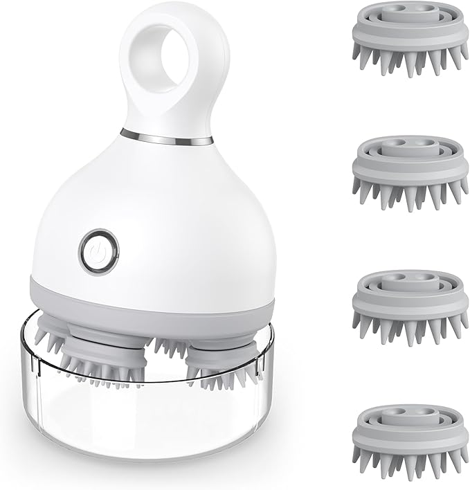 ORIA Pet Massager for Dogs, Handheld Cat Massager Dog Massager, Electric Scalp Massager, Cordless Head Massager with 4 Massage Heads, 3 Kneading Modes, for Relaxation, Stress Release