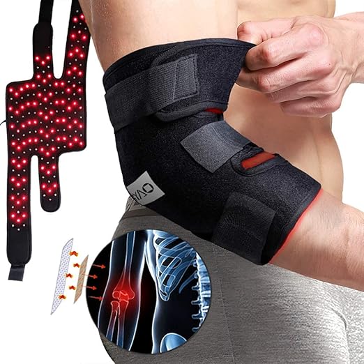 TUOB Knee Elbow Pain Therapy Device with 660nm Red Light and 880nm Near Infrared Red Light Benefits for Joint Pain Relief, Wearable Light Therapy Knee Device Relax Muscle Easily Use at Home Office