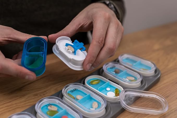 EQUADOSE Weekly Pill Organizer, Extra Large 7-Day Vitamin Jumbo Case with Removable Pods, Oversized Medication Carrier for Easy Travel and Daily Health Management, Travel-Friendly