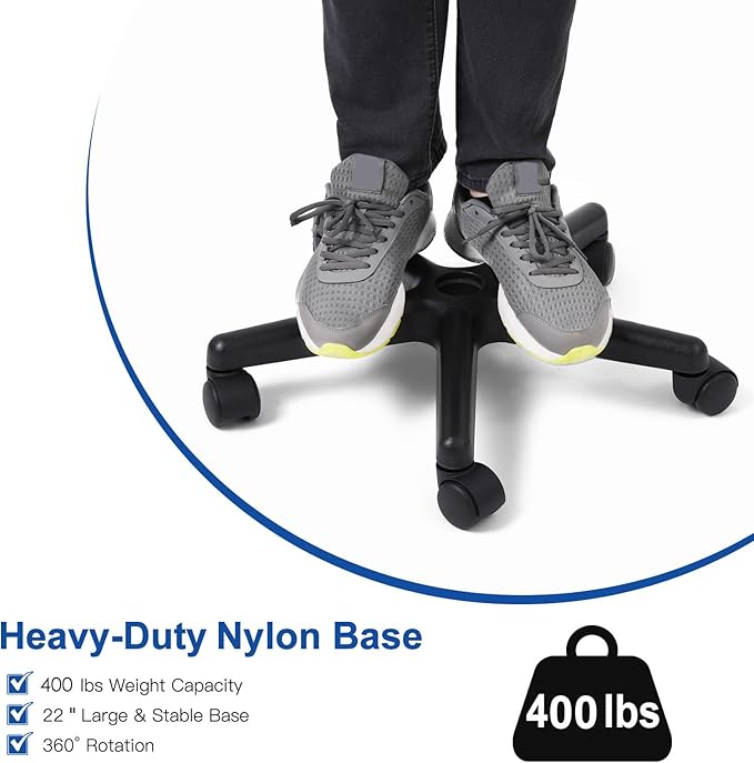 JMU Rolling Stool Heavy Duty 400lb with Wheels, PVC Leather Large Seat,Swivel Rolling Adjustable Height Stool,for Dentists Healthcare (Navy Blue)