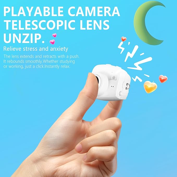 Mini Keychain Camera, FHD 1080p 8MP Mini Digital Camera with 32GB SD Card, 0.96" HD Display, 100 Mins Battery Life for Travel Recording Birthday Gifts (Unzip, White)