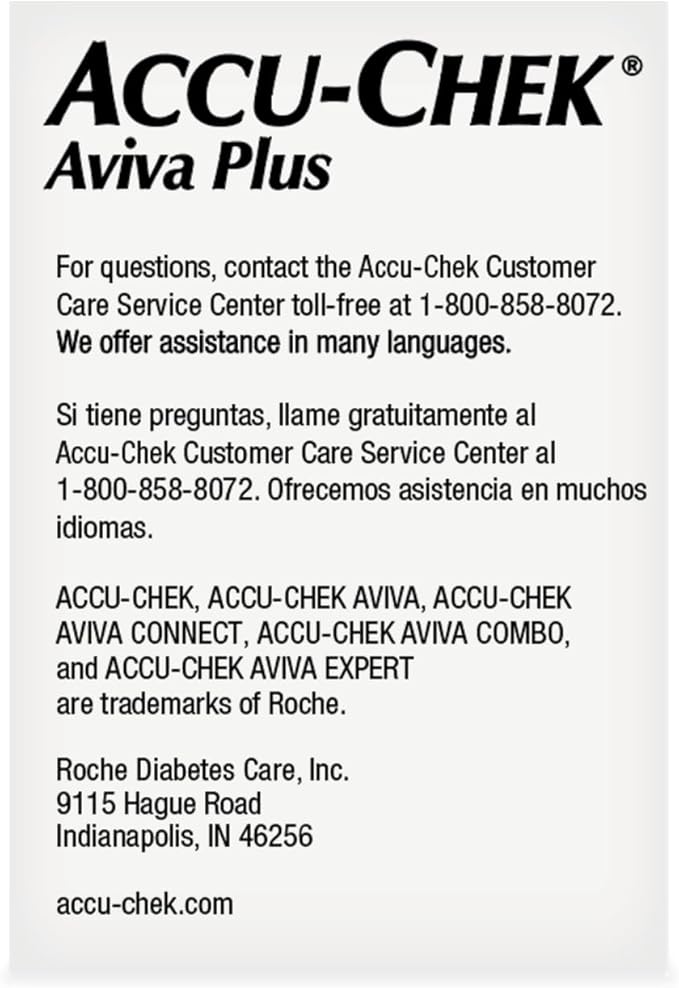 Accu-Chek Aviva Plus Test Strips for Diabetic Blood Glucose Testing (Pack of 100)
