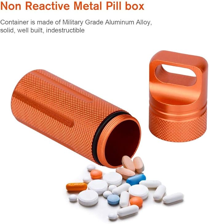 Ulalaza Aluminum Waterproof Pill Holder with Keychain, 1 Compartment