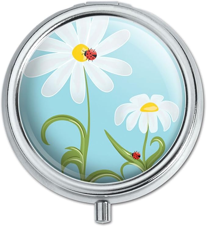 Sweet Ladybugs on Flowers Pill Case Trinket Gift Box