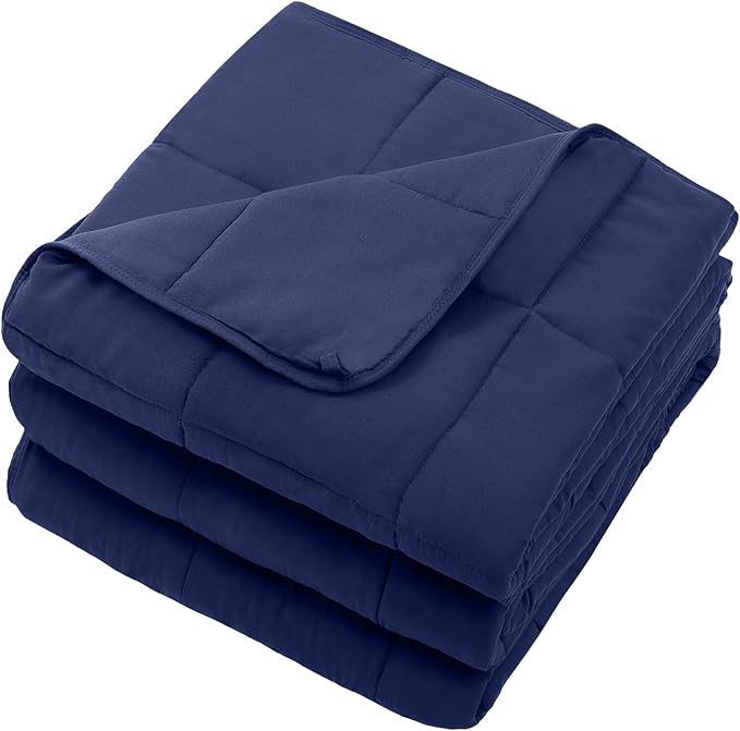 Navy Blue Weighted Blanket for Adults 15lbs, 60"x80", Queen Size Cooling Heavy Throw Blanket for 120-160lbs, Microfiber Soft Thick Big Blankets Weighted Comforter Gift for Sleeping