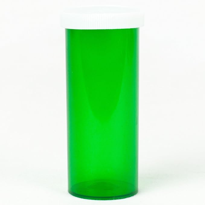 Five Star Supplies Snap Cap Plastic Pill Bottles - Easy Open Snap Cap - Pill Container Prescription Vial (Green, 16 DRAM 300 ct.)